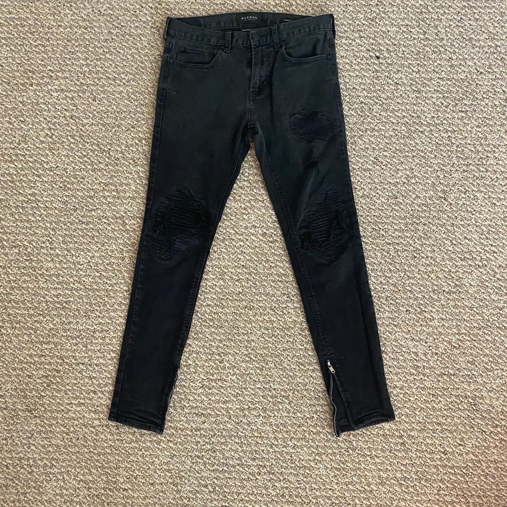 Black ripped zipper “Pacsun” jeans
